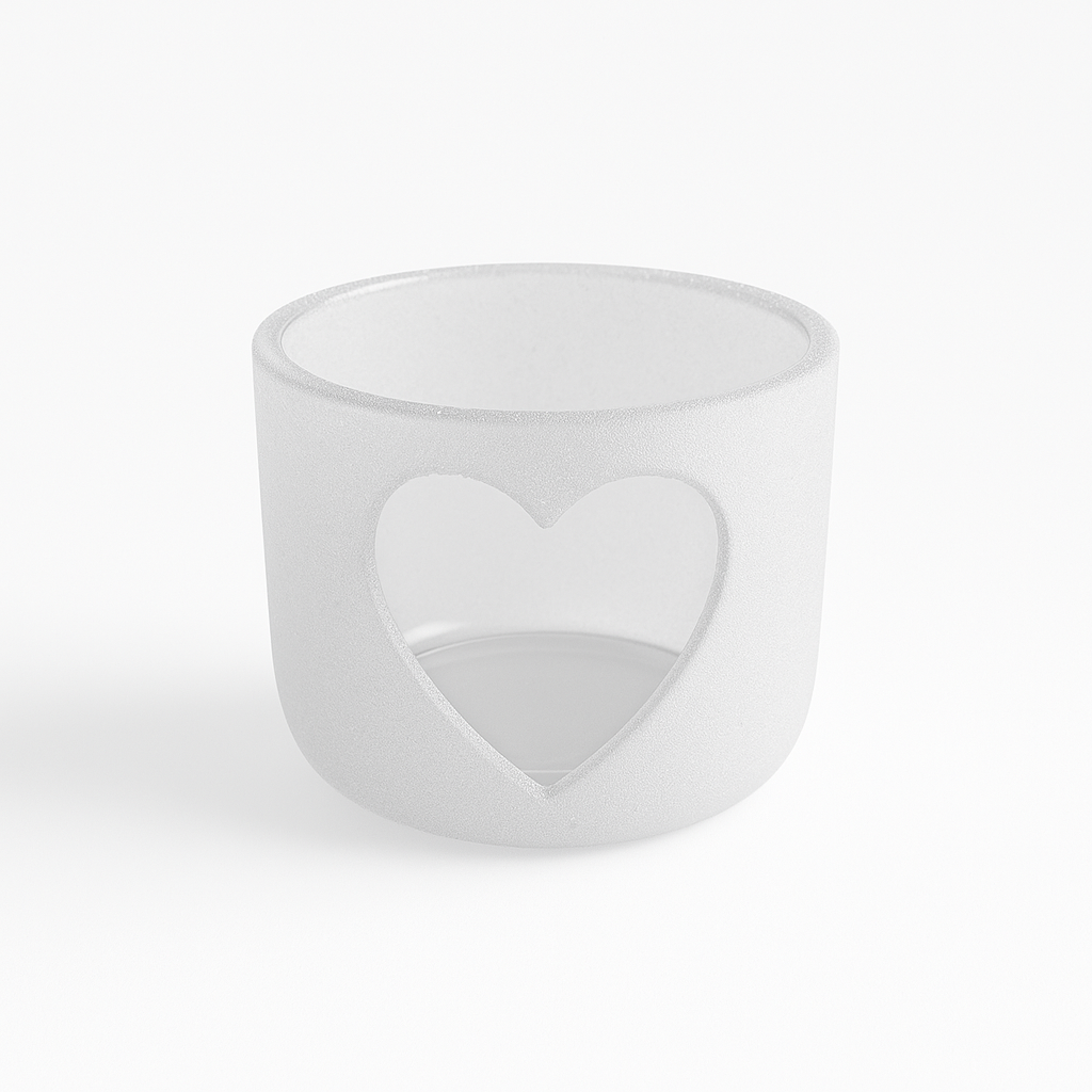Heart Cutout Velvet Candle Jar – 50g Wax Capacity (White)