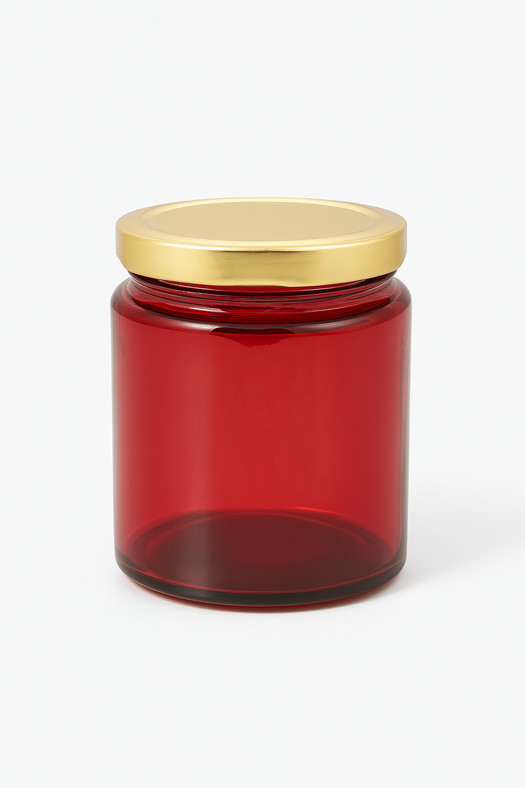 200ml Salsa Red Glass Jar with 63mm Lug Cap (Golden Lid)