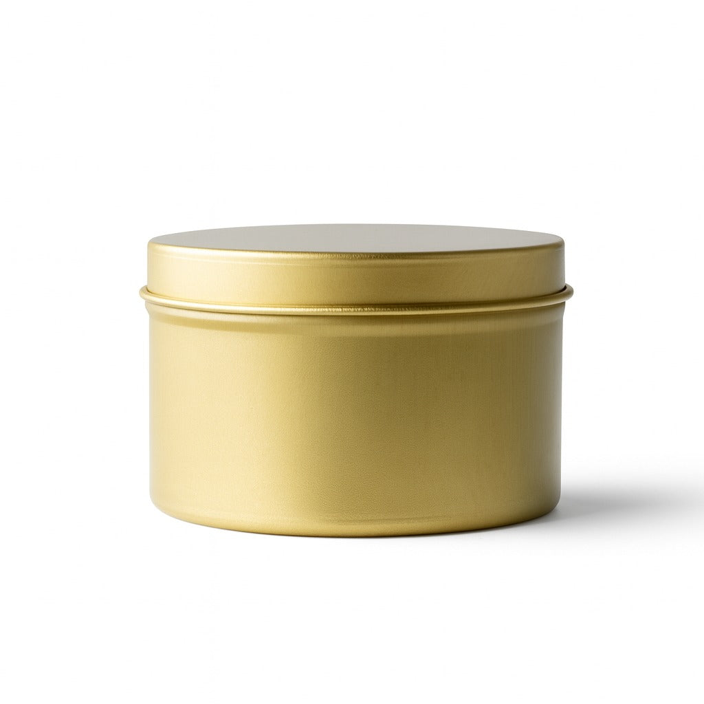 Pack of 12 Golden Aluminium Tin Container For Candle Making (85g fill weight)