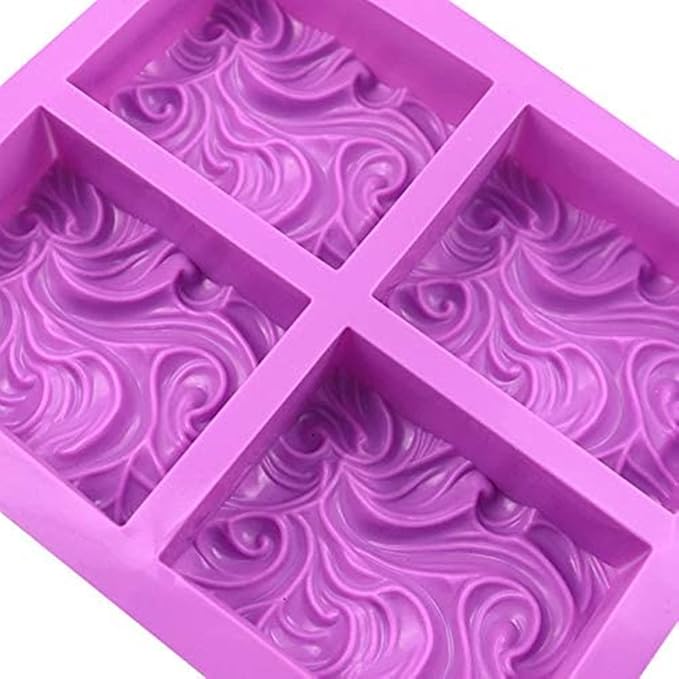Ocean Wave Square Silicone Soap Mold – 4 Cavities