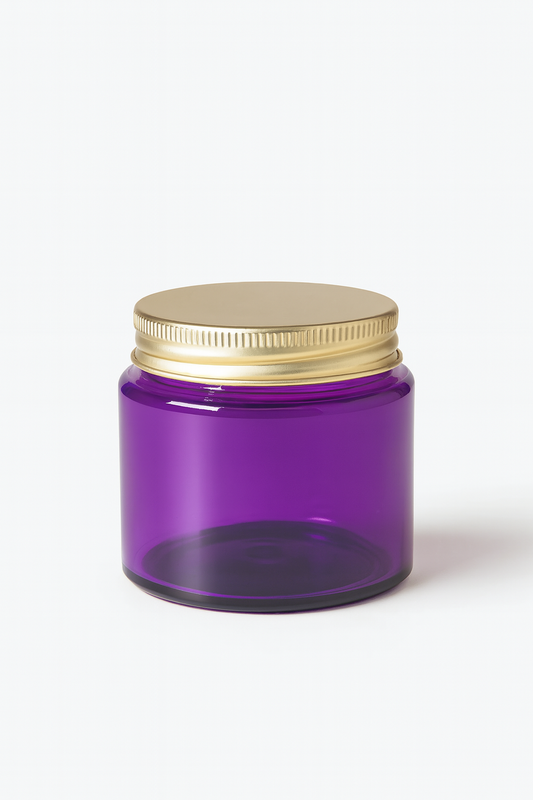 Purple Shiny Glass Jar with Golden Lid