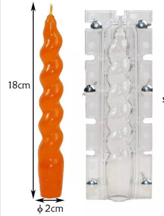 Gedrehte Stumpenkerzenform aus Polycarbonat – 18 cm x 2 cm