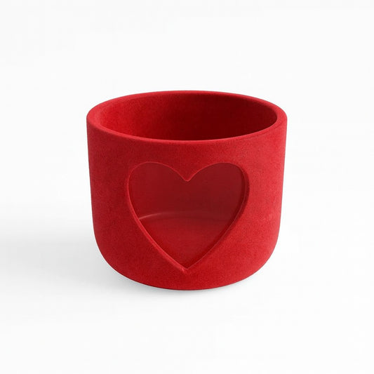 Heart Cutout Velvet Candle Jar – 50g Wax Capacity (Red)